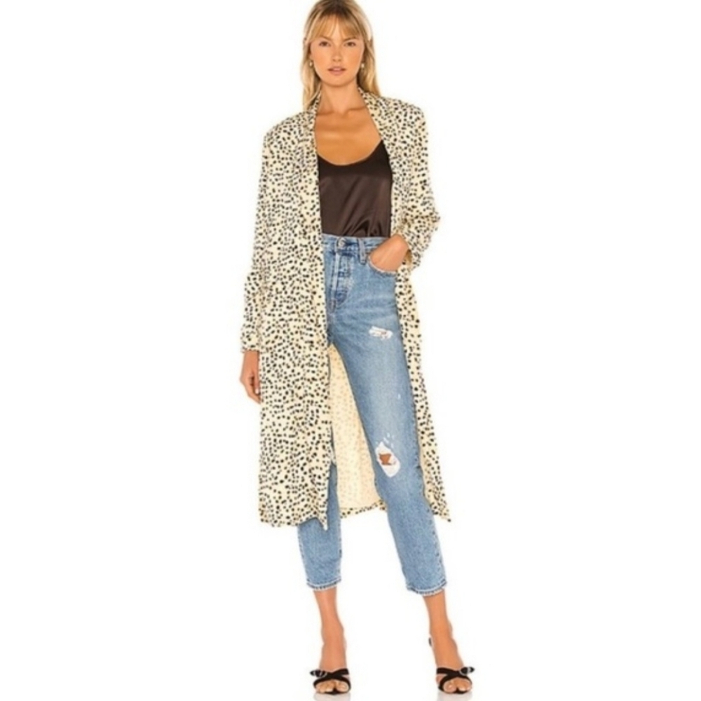 Cupcakes And Cashmere Leopard Print Long Cardigan Jacket Small